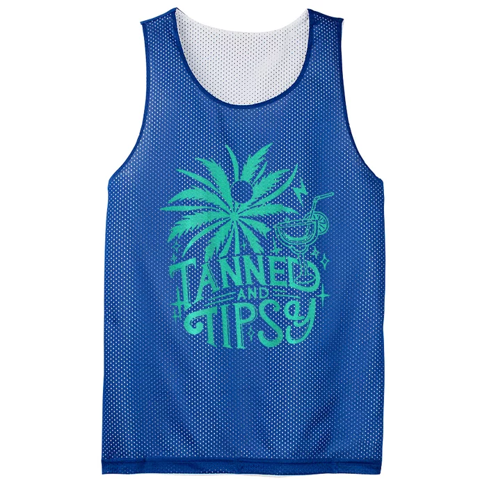 Tanned And Tipsy Beach Summer Mesh Reversible Basketball Jersey Tank