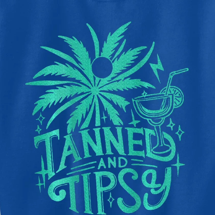 Tanned And Tipsy Beach Summer Kids Sweatshirt