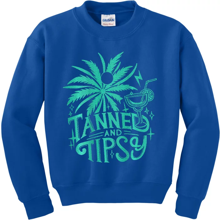 Tanned And Tipsy Beach Summer Kids Sweatshirt