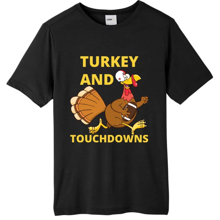 Turkey And Touchdowns Happy Thanksgiving ChromaSoft Performance T-Shirt