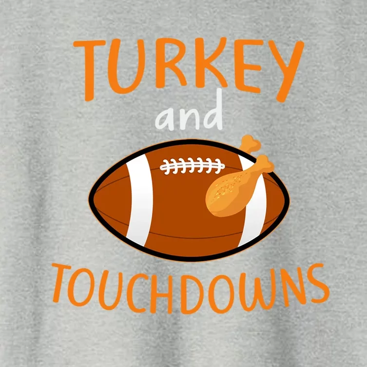 Turkey And Touchdowns Gift Funny Football Thanksgiving Funny Gift Women's Crop Top Tee