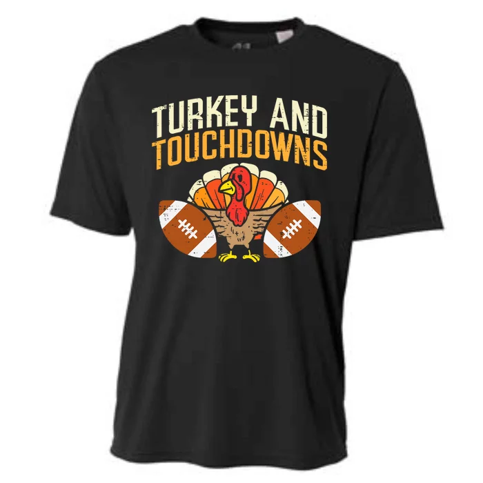 Turkey And Touchdowns American Football Thanksgiving Season Cooling Performance Crew T-Shirt