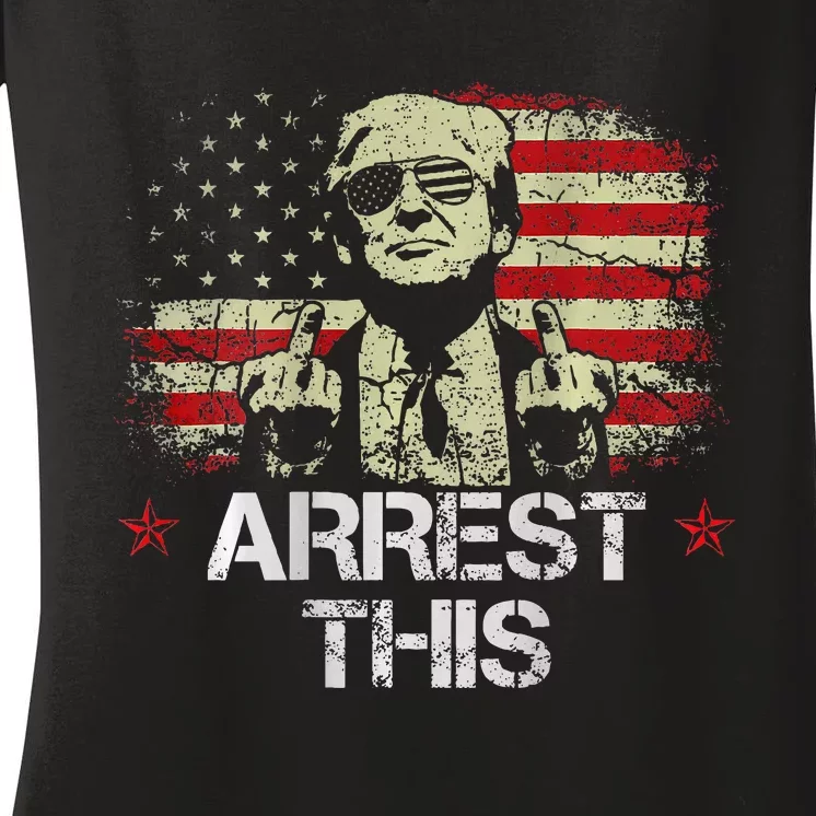 Trump Arrest This Funny Pro Trump 2024 Women's V-Neck T-Shirt