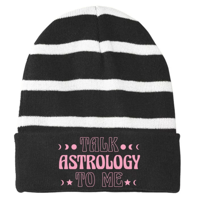 Talk Astrology To Me Funny Zodiac Striped Beanie with Solid Band