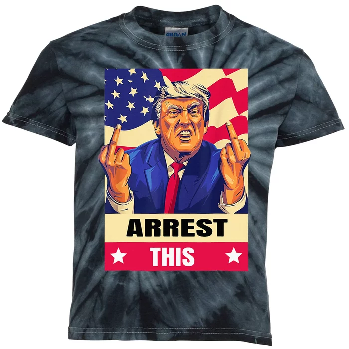 Trump Arrest This .Never Surrender.Fingers Kids Tie-Dye T-Shirt