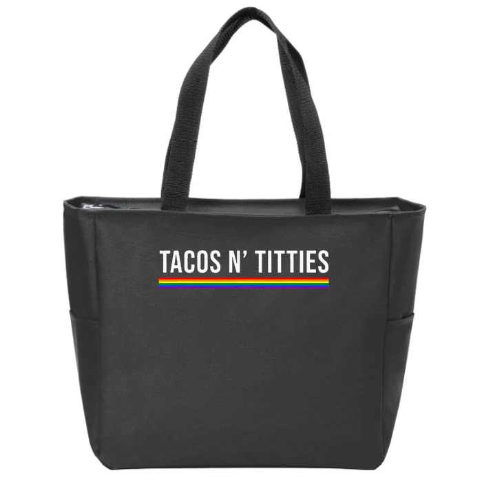 Tacos And Titties Lgbt Lesbian Pride Couple Matching Zip Tote Bag