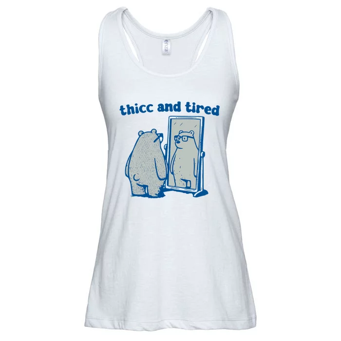 Thicc And Tired Bear Ladies Essential Flowy Tank