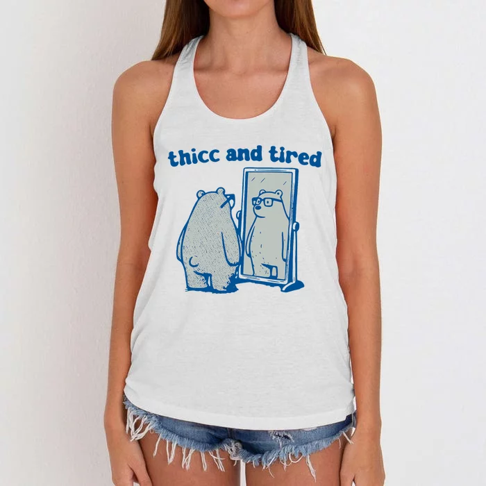 Thicc And Tired Bear Women's Knotted Racerback Tank