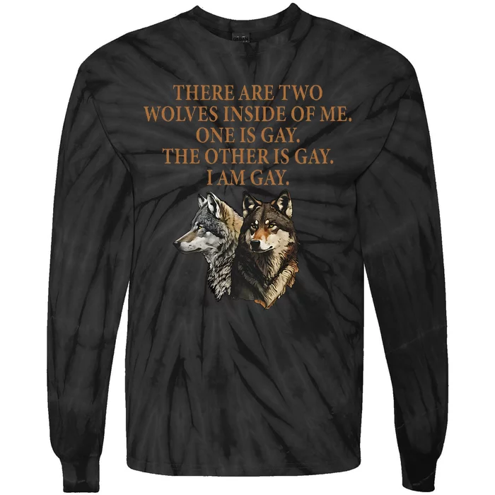 There Are Two Wolves Inside Of Me One Is Gay Lgbt Wolf Lover Tie-Dye Long Sleeve Shirt