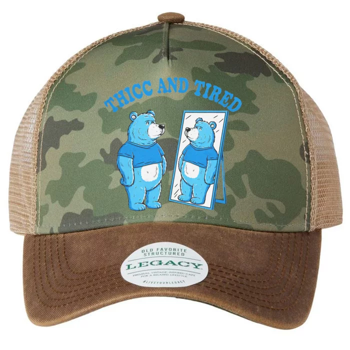 Thicc And Tired Bear Mirror Reflection Humor Legacy Tie Dye Trucker Hat