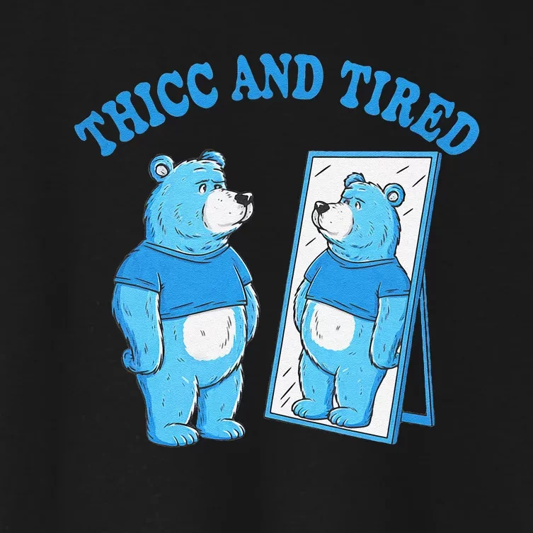 Thicc And Tired Bear Mirror Reflection Humor Women's Crop Top Tee