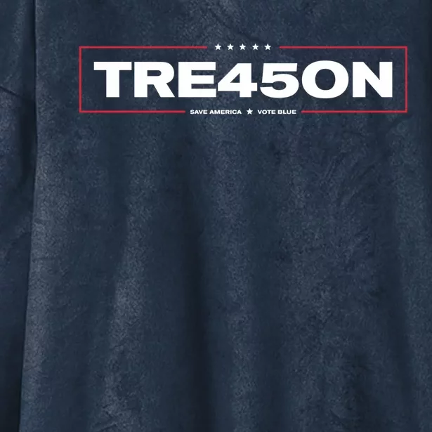 Tre45on Anti Trump Treason 45 Save America Vote Blue Hooded Wearable Blanket