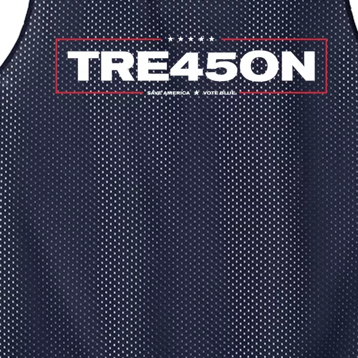 Tre45on Anti Trump Treason 45 Save America Vote Blue Mesh Reversible Basketball Jersey Tank