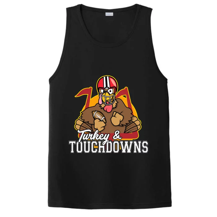 Turkey and Touchdowns Funny Thanksgiving Football Performance Tank