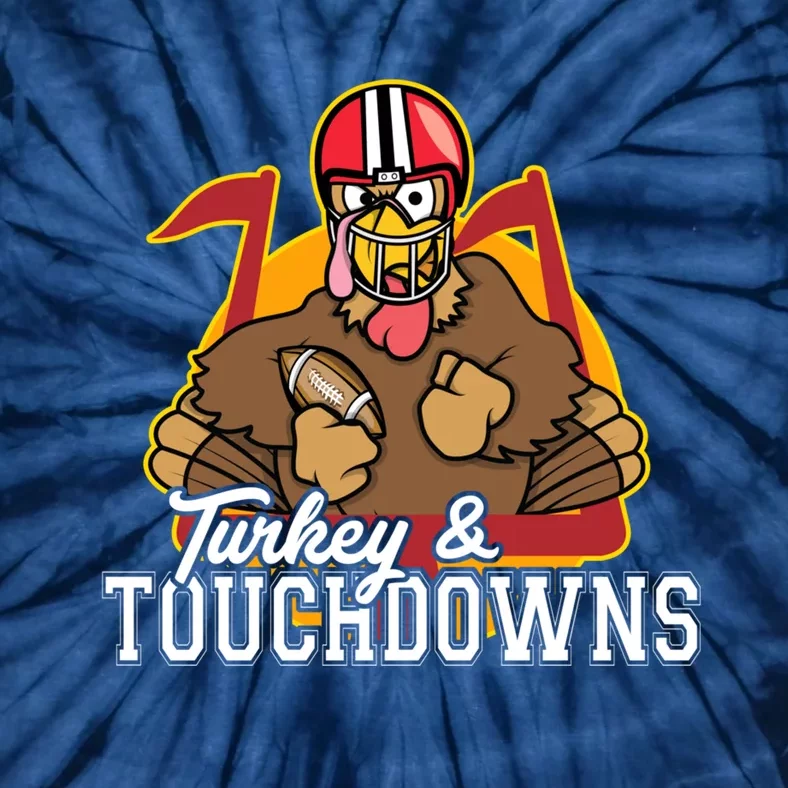 Turkey and Touchdowns Funny Thanksgiving Football Tie-Dye T-Shirt