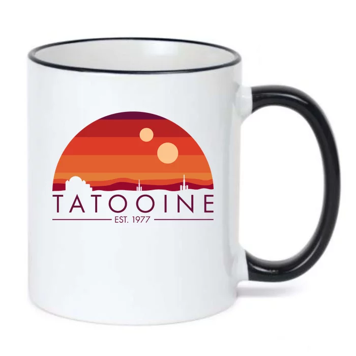 Tatooine Retro Sunset Logo EST 1977 Black Color Changing Mug