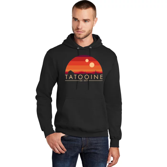 Tatooine Retro Sunset Logo EST 1977 Hoodie