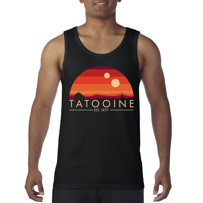 Tatooine Retro Sunset Logo EST 1977 Tank Top