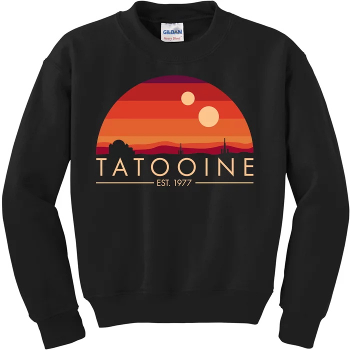 Tatooine Retro Sunset Logo EST 1977 Kids Sweatshirt