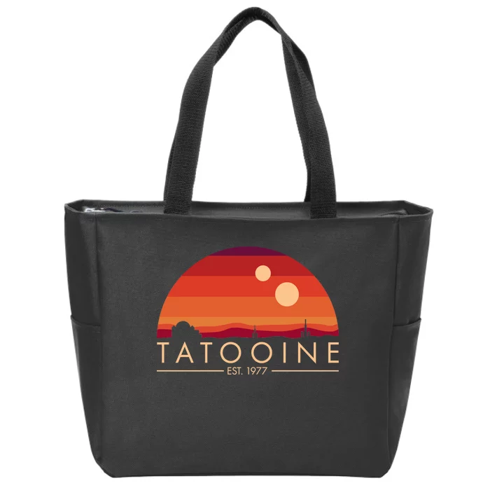 Tatooine Retro Sunset Logo EST 1977 Zip Tote Bag