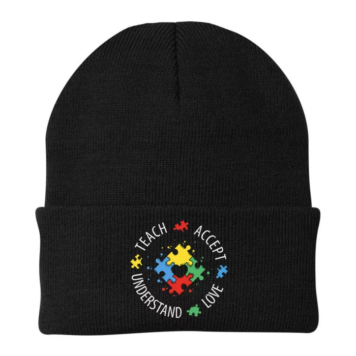 Teach Accept Understand Love Autism Teacher Knit Cap Winter Beanie