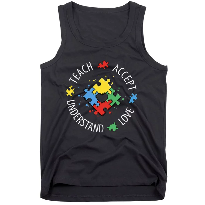 Teach Accept Understand Love Autism Teacher Tank Top