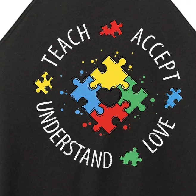 Teach Accept Understand Love Autism Teacher Women’s Perfect Tri Rocker Tank