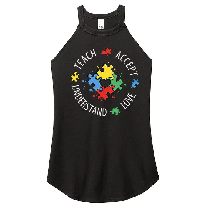 Teach Accept Understand Love Autism Teacher Women’s Perfect Tri Rocker Tank