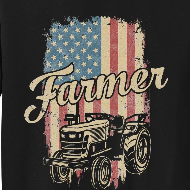 Tractor American USA Flag Funny Farmer Rancher Farming Sweatshirt