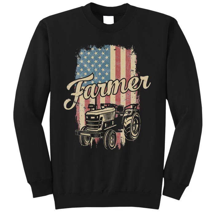 Tractor American USA Flag Funny Farmer Rancher Farming Sweatshirt