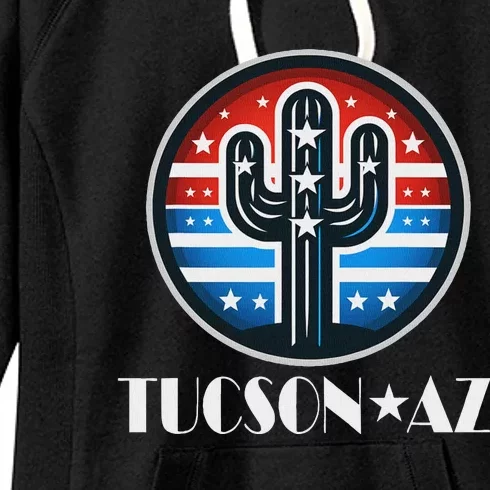 Tucson Az Usa Arizona Patriotic Cactus Women's Fleece Hoodie