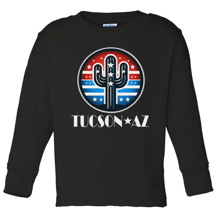 Tucson Az Usa Arizona Patriotic Cactus Toddler Long Sleeve Shirt