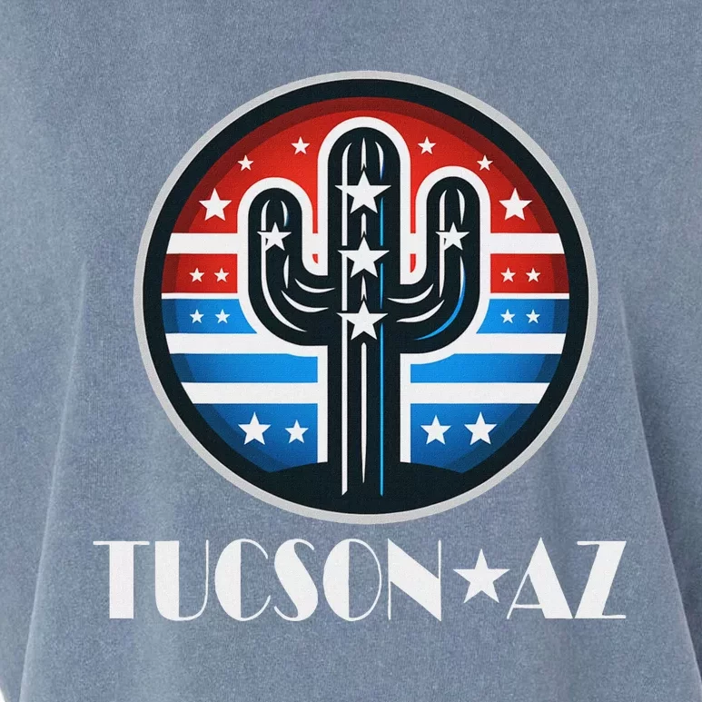 Tucson Az Usa Arizona Patriotic Cactus Garment-Dyed Women's Muscle Tee