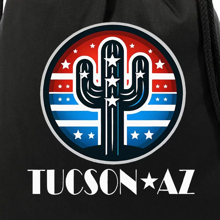 Tucson Az Usa Arizona Patriotic Cactus Drawstring Bag