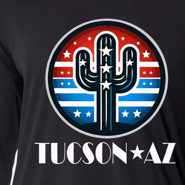 Tucson Az Usa Arizona Patriotic Cactus Cooling Performance Long Sleeve Crew