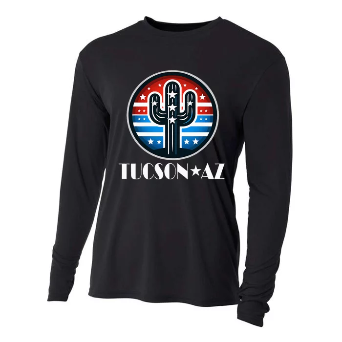 Tucson Az Usa Arizona Patriotic Cactus Cooling Performance Long Sleeve Crew