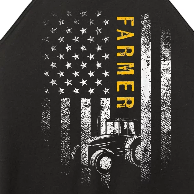 Tractor American Usa Flag Funny Farmer Rancher Gifts Farming Women’s Perfect Tri Rocker Tank