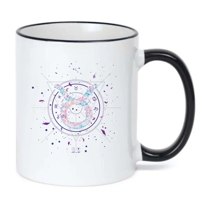 Taurus Floral Zodiac Black Color Changing Mug