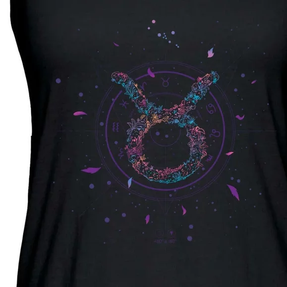 Taurus Floral Zodiac Ladies Essential Flowy Tank