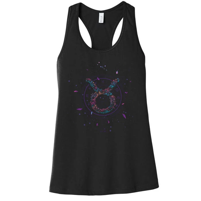 Taurus Floral Zodiac Women's Racerback Tank