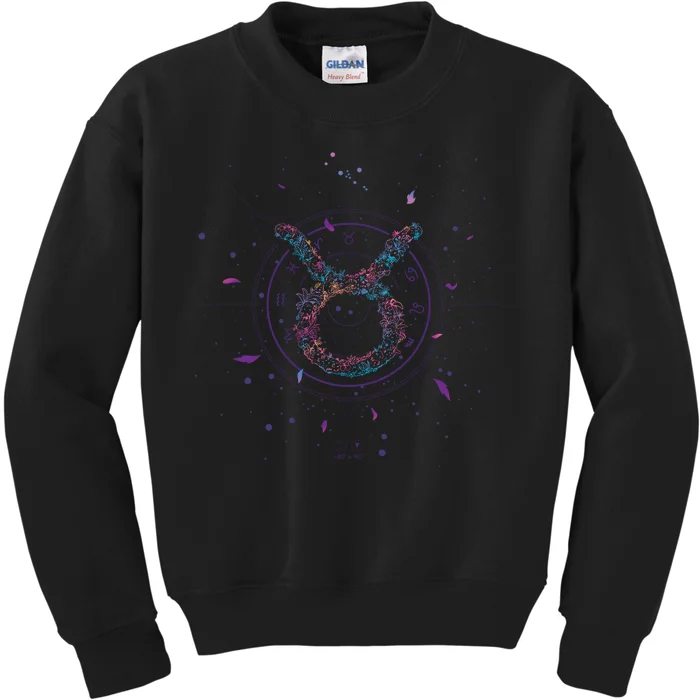 Taurus Floral Zodiac Kids Sweatshirt