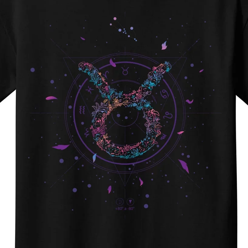 Taurus Floral Zodiac Kids T-Shirt