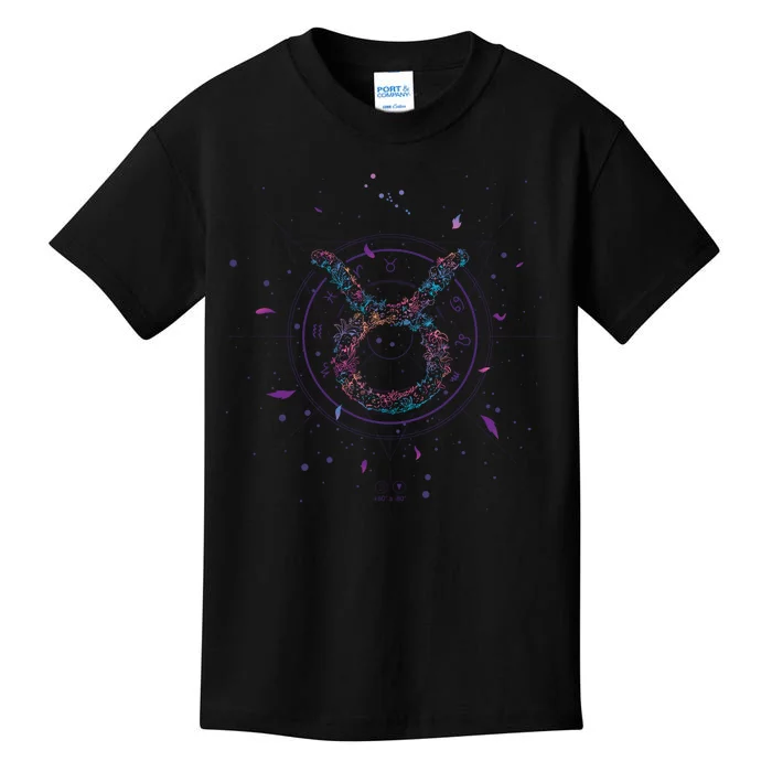 Taurus Floral Zodiac Kids T-Shirt