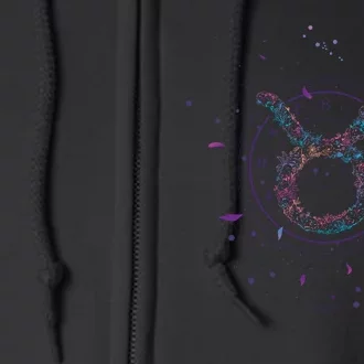 Taurus Floral Zodiac Full Zip Hoodie