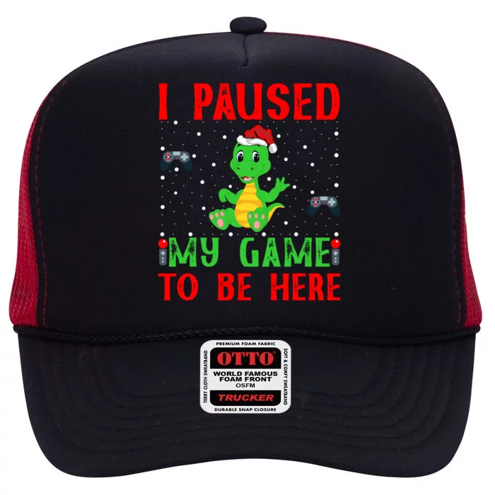 Turtle And Video Game Lover Gift I Paused My Game To Be Here Gift High Crown Mesh Trucker Hat