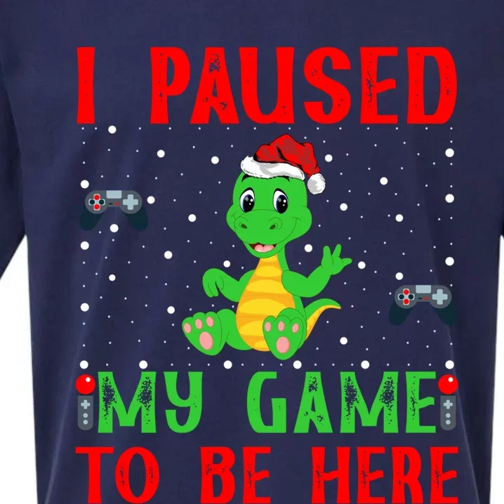 Turtle And Video Game Lover Gift I Paused My Game To Be Here Gift Sueded Cloud Jersey T-Shirt