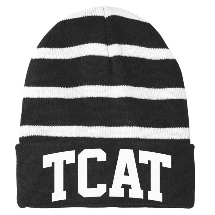 Tcat Arch Vintage Retro College Athletic Sports Striped Beanie with Solid Band