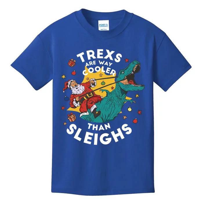 Trex Are Way Cooler Than Sleighs Tgiftrex Christmas Funny Gift Kids T-Shirt