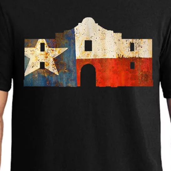 Texas Alamo Wrapped In A Rustic Texas Flag Pajama Set