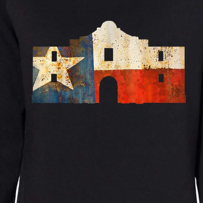 Texas Alamo Wrapped In A Rustic Texas Flag Womens California Wash Sweatshirt